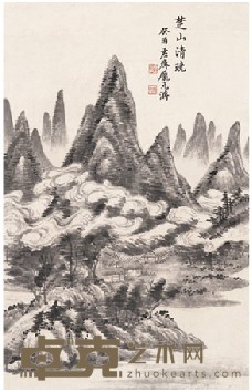 庞元济 1933年作 楚山清晓 立轴 52X33cm